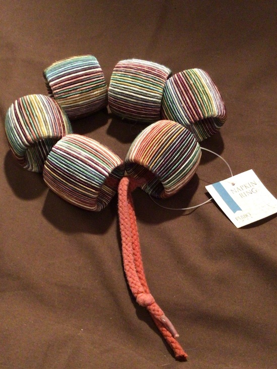 Furio Other - Multicolor Striped Napkin Rings - Set of 6 NWT